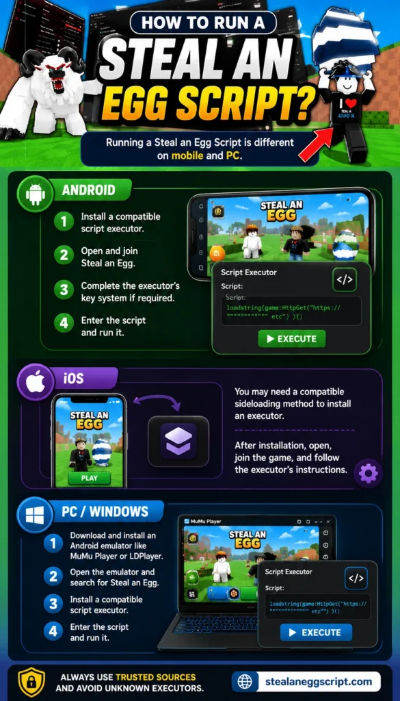 Run a Roblox Steal an Egg Script
